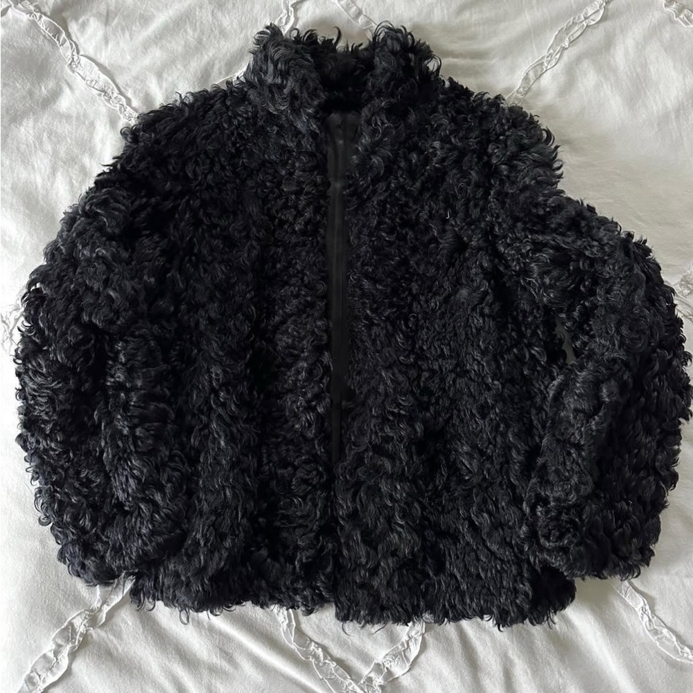 Vintage 1970s Black Shearling Fur Coat